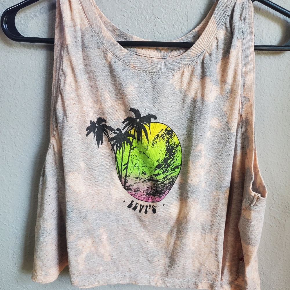 LEVI'S XL Tie Dye Crop Top Gray Pink